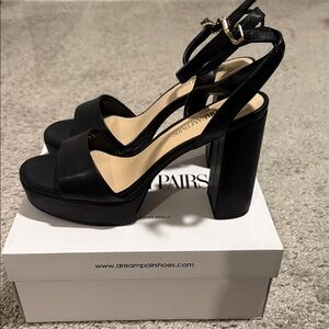Dream Pairs Black Chunky Heel Sandals